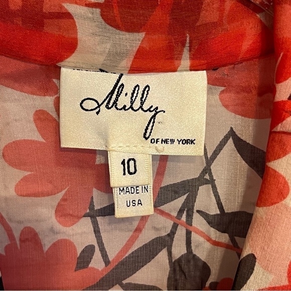 Milly of New York Sheer Silk Floral Blouse size 10 - Picture 11 of 16